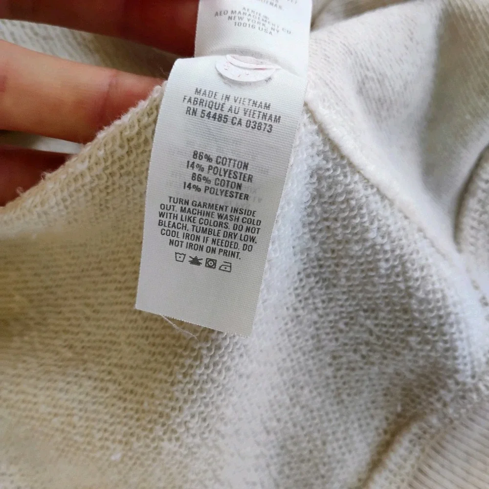 Aerie Oversized French Terry Pullover Sweater‎ Womens Medium Ivory Casual Travel